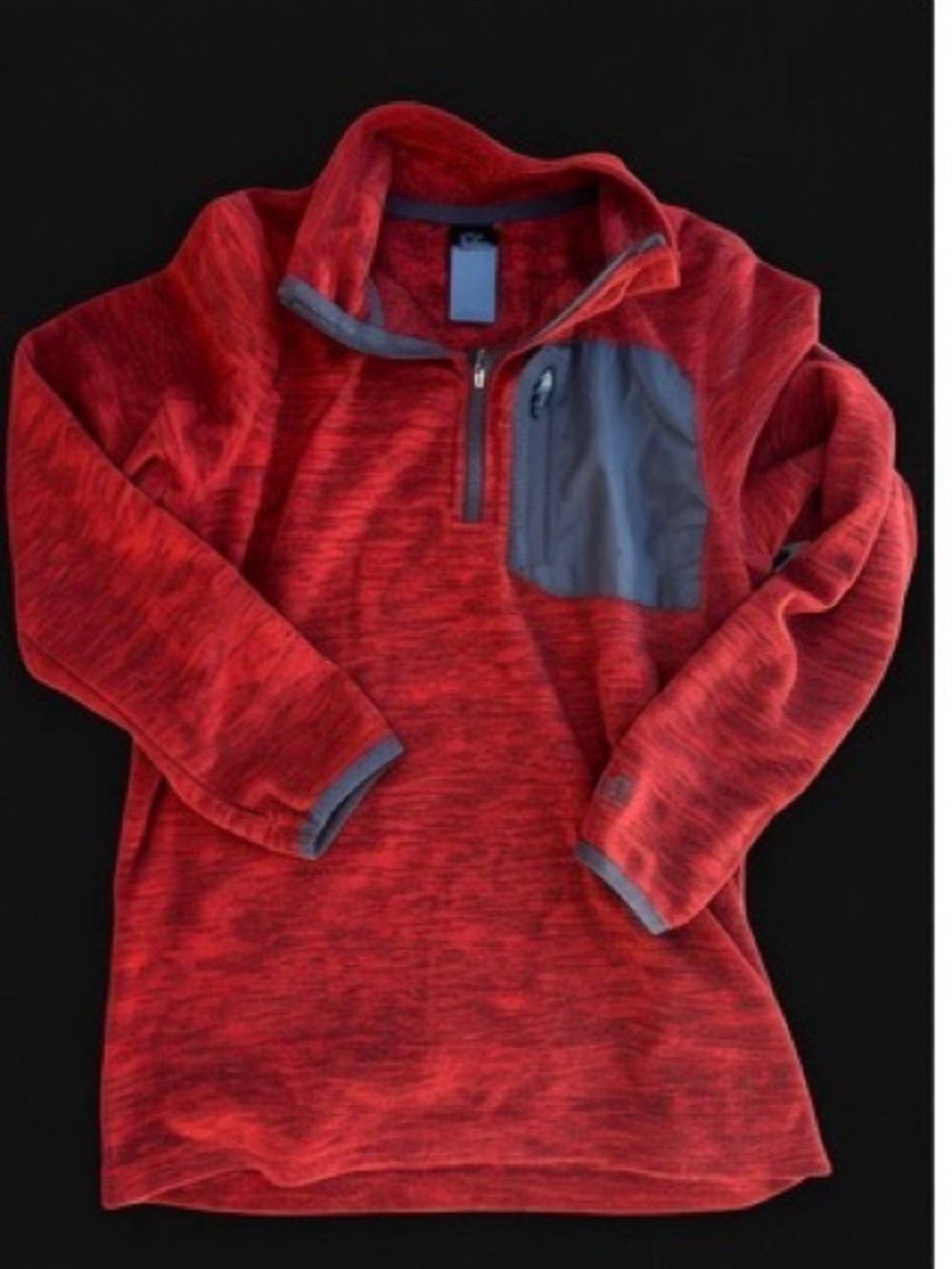 Boys Champion Red Quarter-Zip Pullover with Contrast Chest Pocket